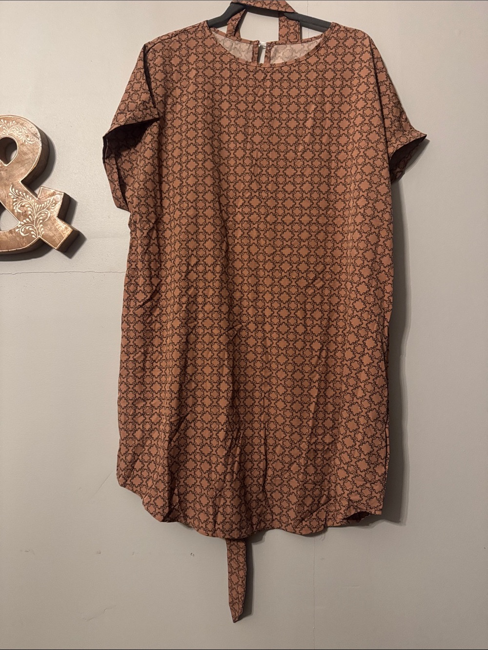 SHEIN Pink Brown Printed Mini Shift Dress SHEIN size 0x